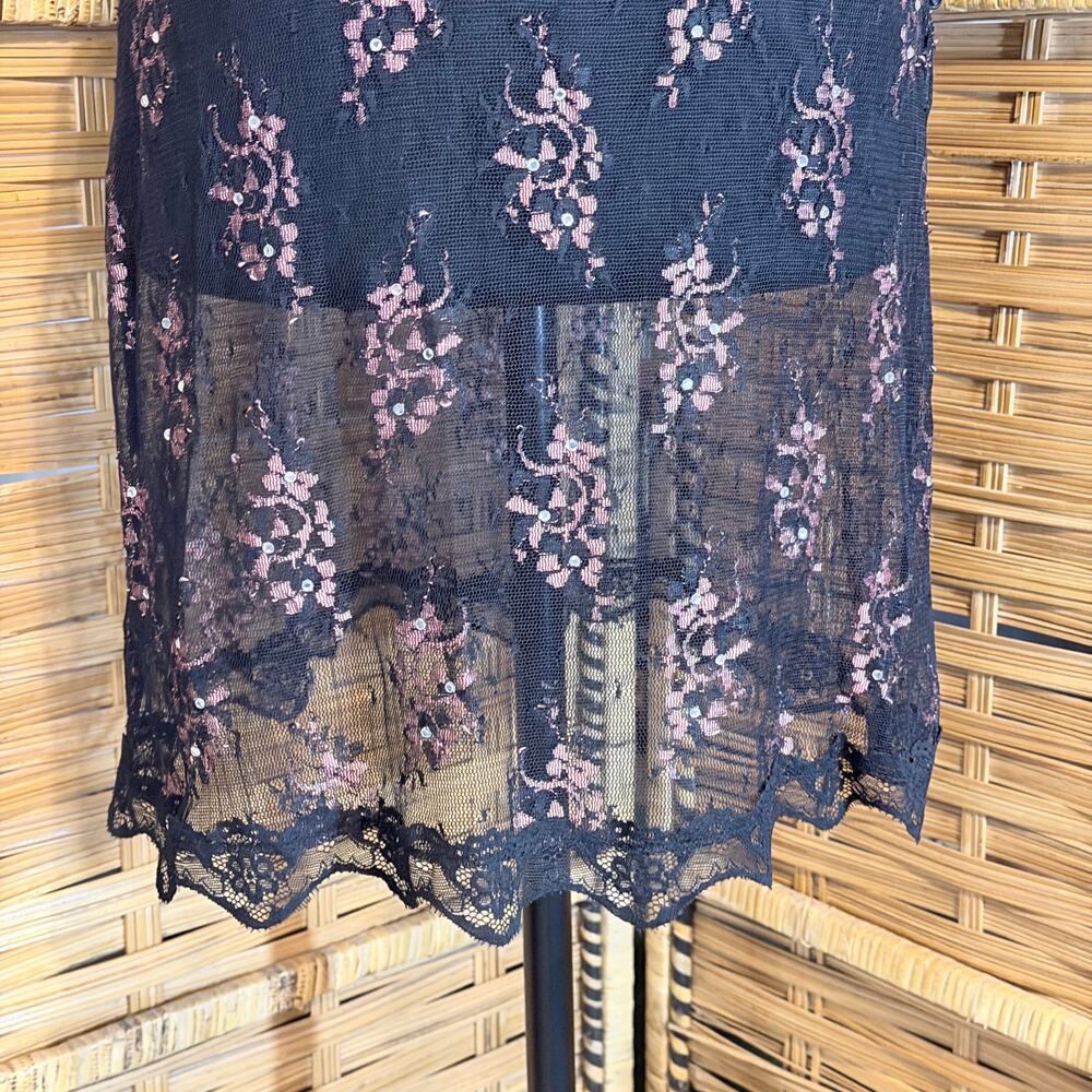 Vintage Wet Seal Black Sheer Lace Slip Dress Y2K Goth Grunge whimsigoth small - Picture 10 of 13